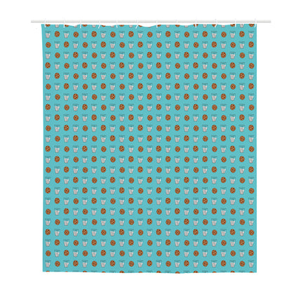 Milk And Cookies Pattern Print Polyester Shower Curtain