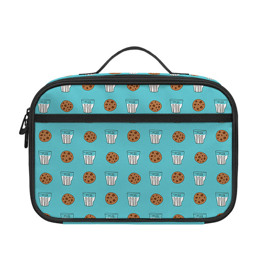 Milk And Cookies Pattern Print Portable Lunch Bag