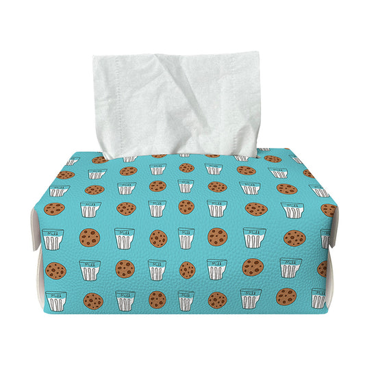 Milk And Cookies Pattern Print Rectangle Tissue Box Cover