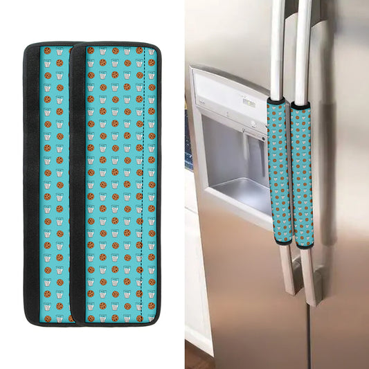 Milk And Cookies Pattern Print Refrigerator Handle Covers