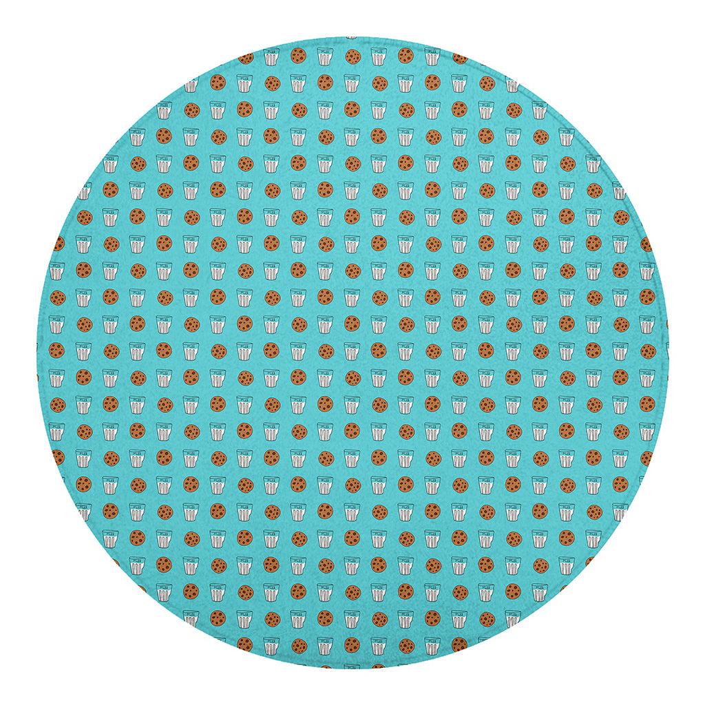 Milk And Cookies Pattern Print Round Blanket