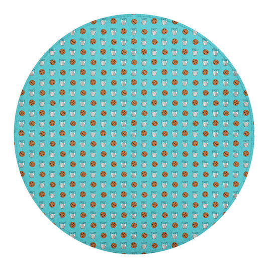 Milk And Cookies Pattern Print Round Blanket
