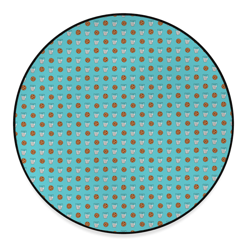 Milk And Cookies Pattern Print Round Floor Mat