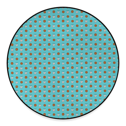 Milk And Cookies Pattern Print Round Floor Mat