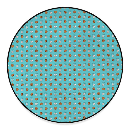 Milk And Cookies Pattern Print Round Floor Mat