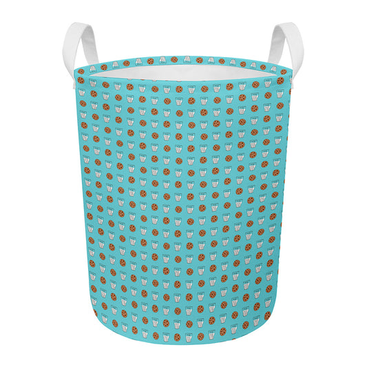 Milk And Cookies Pattern Print Round Laundry Basket