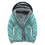 Milk And Cookies Pattern Print Sherpa Lined Zip Up Hoodie