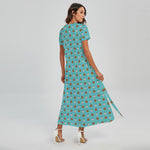 Milk And Cookies Pattern Print Short Sleeve Maxi Dress