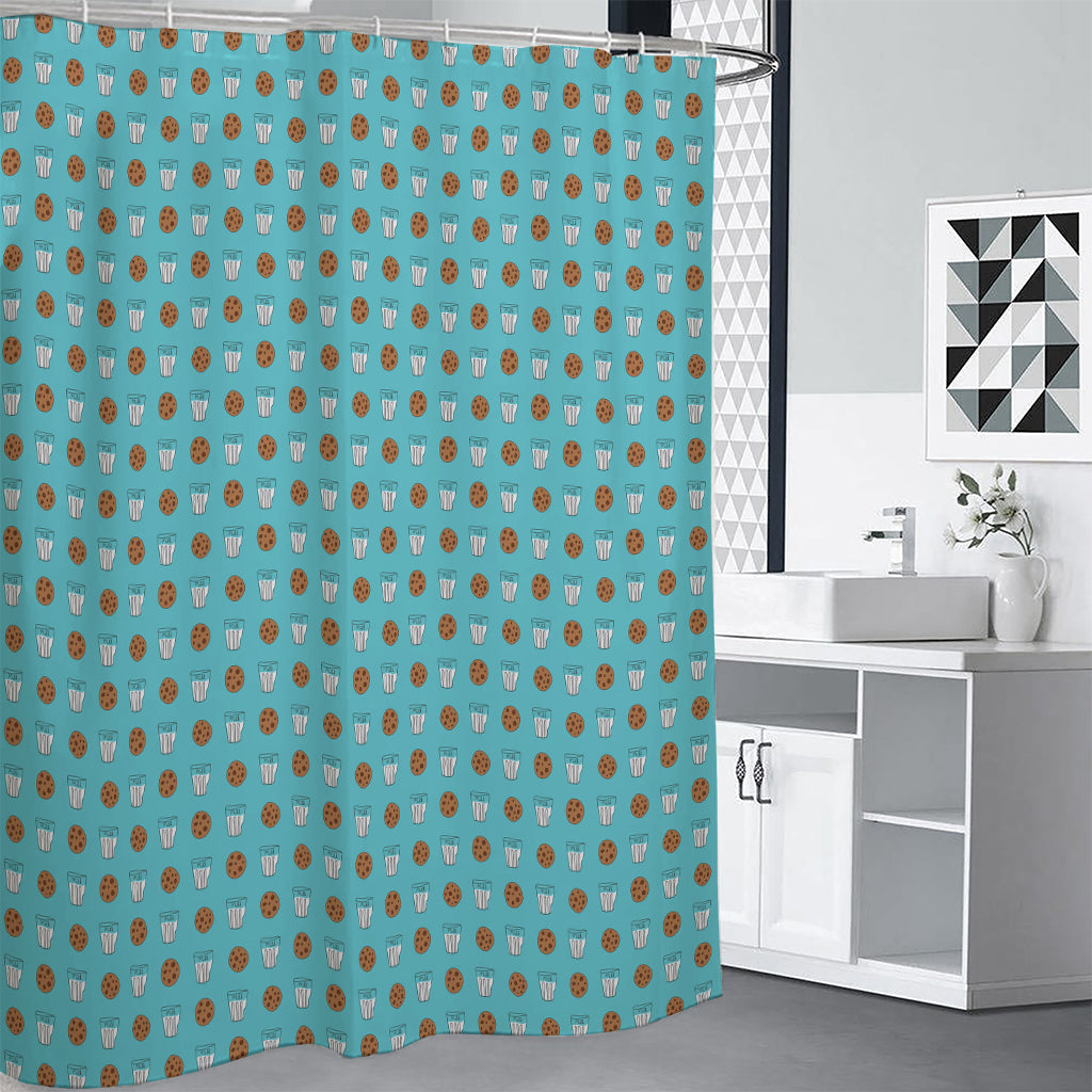 Milk And Cookies Pattern Print Shower Curtain