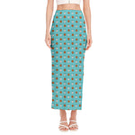Milk And Cookies Pattern Print Side Slit Maxi Skirt