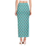 Milk And Cookies Pattern Print Side Slit Maxi Skirt