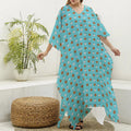 Milk And Cookies Pattern Print Silk V-Neck Kaftan Dress