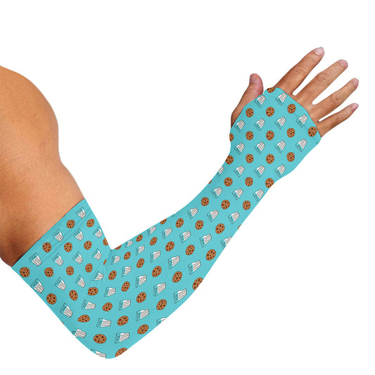 Milk And Cookies Pattern Print Sun Protection Arm Sleeves