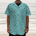Milk And Cookies Pattern Print Textured Short Sleeve Shirt