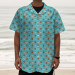 Milk And Cookies Pattern Print Textured Short Sleeve Shirt