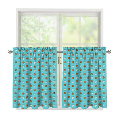 Milk And Cookies Pattern Print Tier Curtains