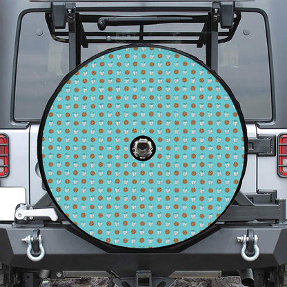 Milk And Cookies Pattern Print Tire Cover With Camera Hole