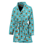 Milk And Cookies Pattern Print Women's Bathrobe