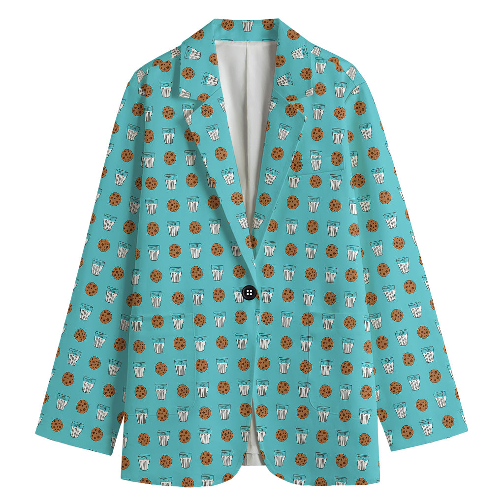 Milk And Cookies Pattern Print Women's Blazer