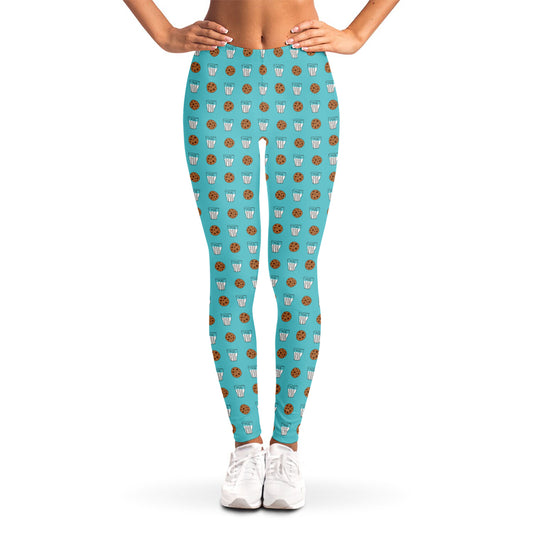 Milk And Cookies Pattern Print Women's Leggings