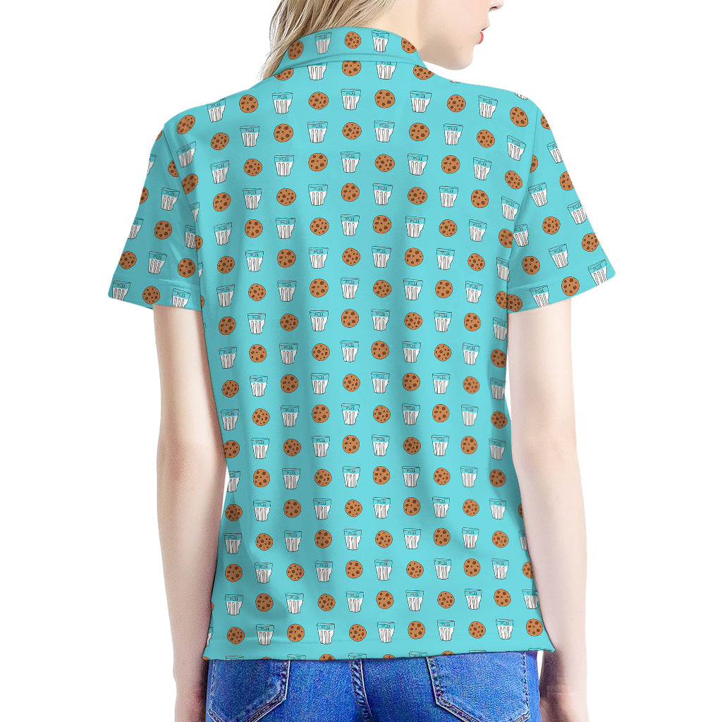 Milk And Cookies Pattern Print Women's Polo Shirt