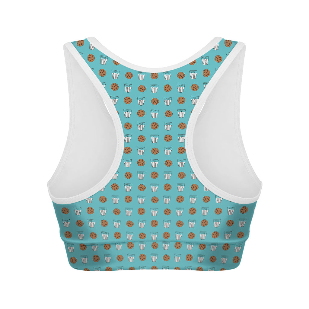 Milk And Cookies Pattern Print Women's Sports Bra