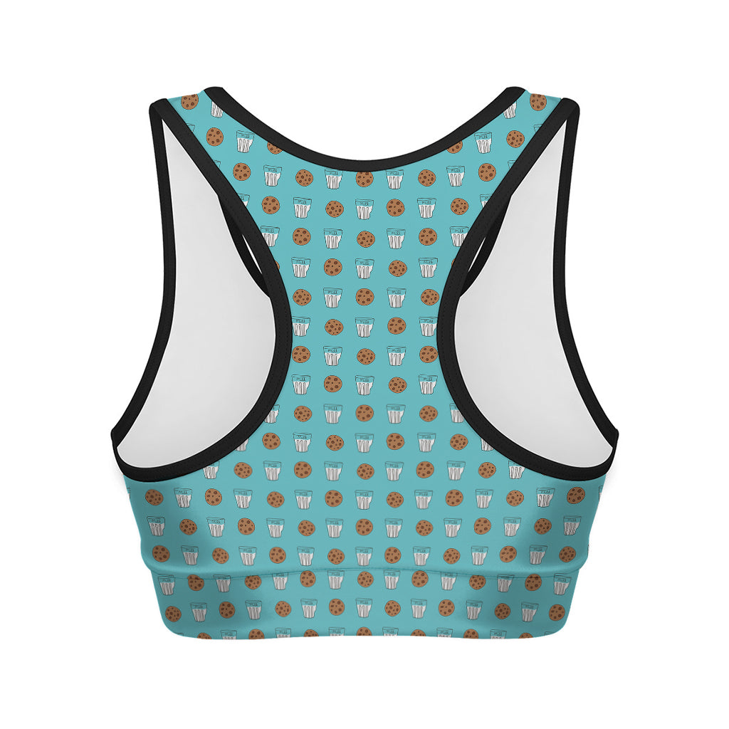 Milk And Cookies Pattern Print Women's Sports Bra