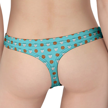 Milk And Cookies Pattern Print Women's Thong