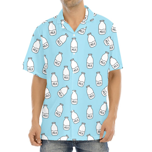 Milk Bottle Cartoon Pattern Print Aloha Shirt