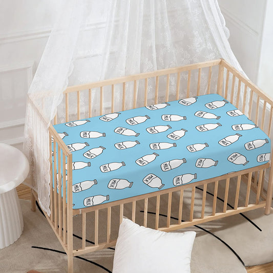 Milk Bottle Cartoon Pattern Print Baby Crib Sheet