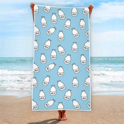 Milk Bottle Cartoon Pattern Print Beach Towel