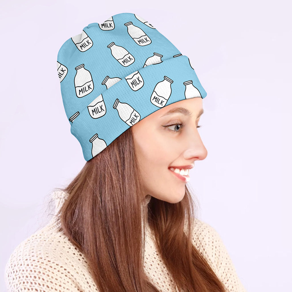 Milk Bottle Cartoon Pattern Print Beanie