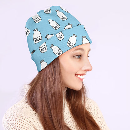 Milk Bottle Cartoon Pattern Print Beanie
