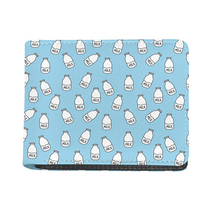 Milk Bottle Cartoon Pattern Print Bifold Wallet
