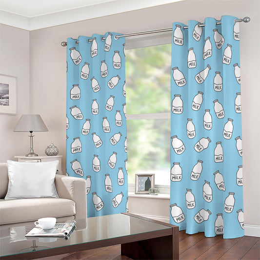 Milk Bottle Cartoon Pattern Print Blackout Grommet Curtains
