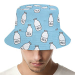 Milk Bottle Cartoon Pattern Print Bucket Hat