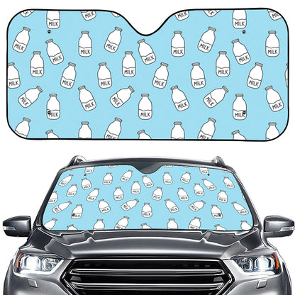 Milk Bottle Cartoon Pattern Print Car Windshield Sun Shade