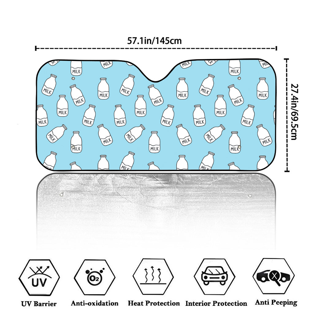 Milk Bottle Cartoon Pattern Print Car Windshield Sun Shade