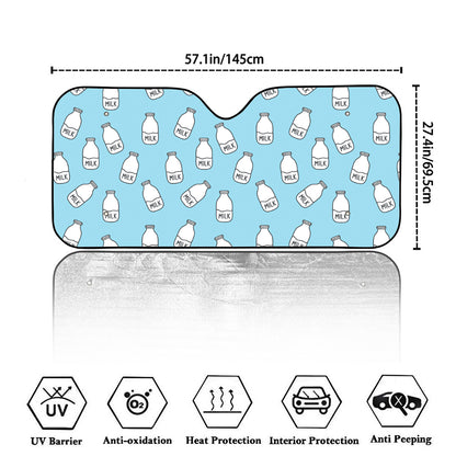 Milk Bottle Cartoon Pattern Print Car Windshield Sun Shade
