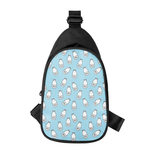 Milk Bottle Cartoon Pattern Print Chest Bag