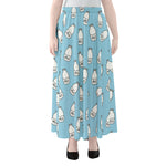 Milk Bottle Cartoon Pattern Print Chiffon Maxi Skirt
