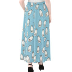 Milk Bottle Cartoon Pattern Print Chiffon Maxi Skirt
