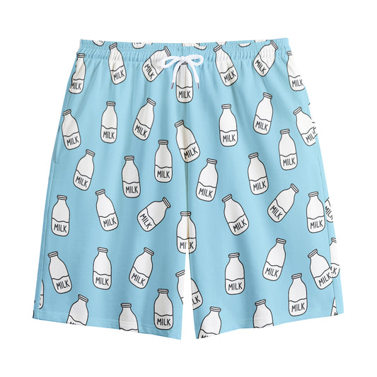Milk Bottle Cartoon Pattern Print Cotton Shorts