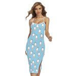 Milk Bottle Cartoon Pattern Print Cross Back Cami Dress