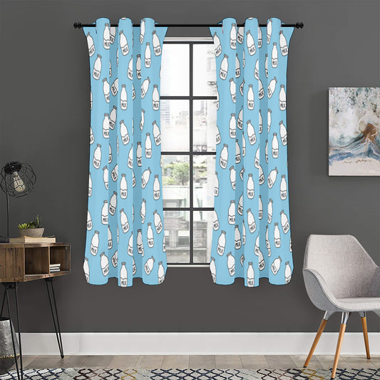 Milk Bottle Cartoon Pattern Print Curtain