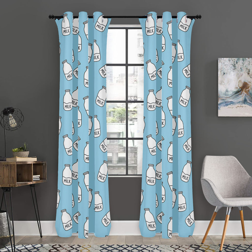 Milk Bottle Cartoon Pattern Print Curtain