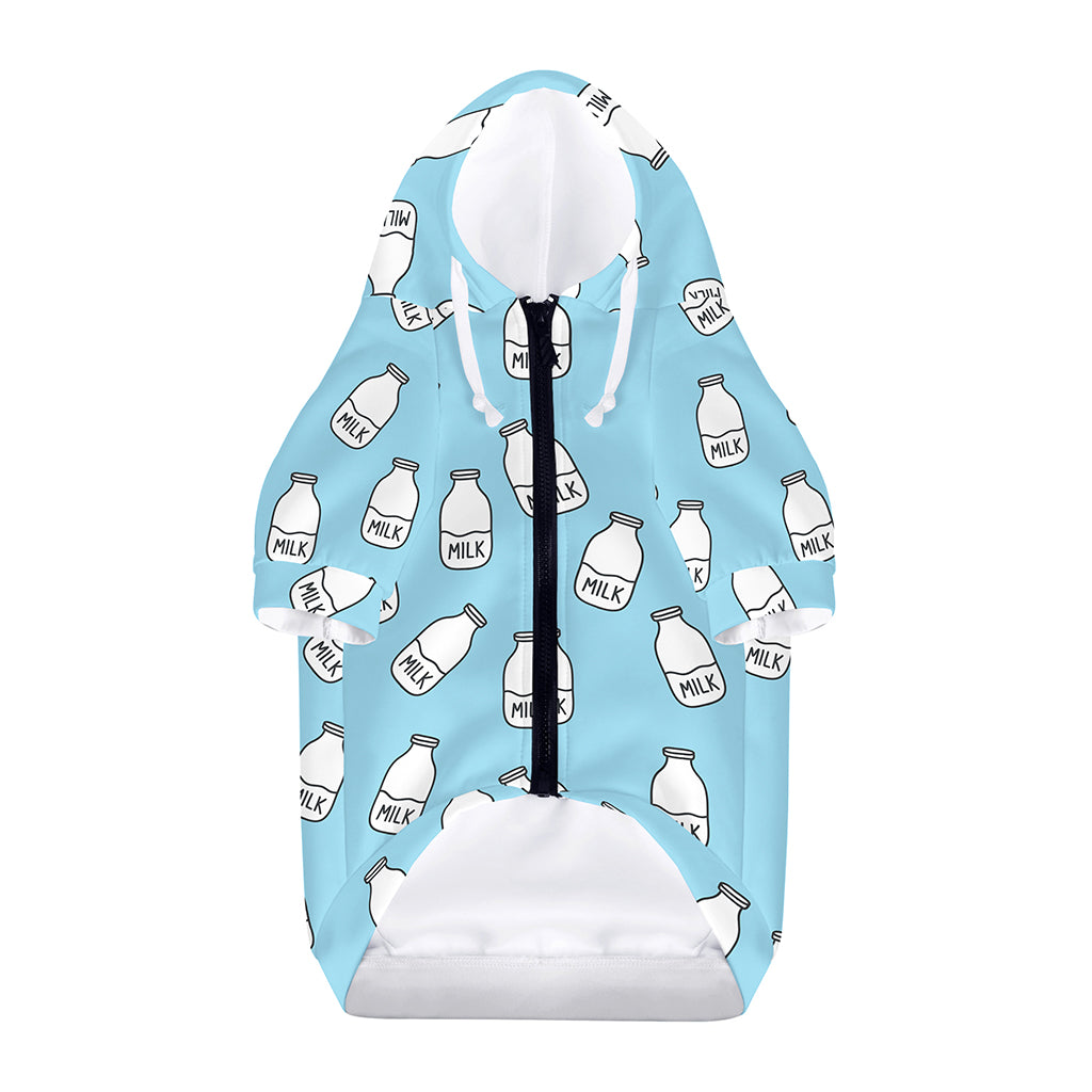 Milk Bottle Cartoon Pattern Print Dog Zip Up Hoodie