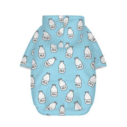 Milk Bottle Cartoon Pattern Print Dog Zip Up Hoodie