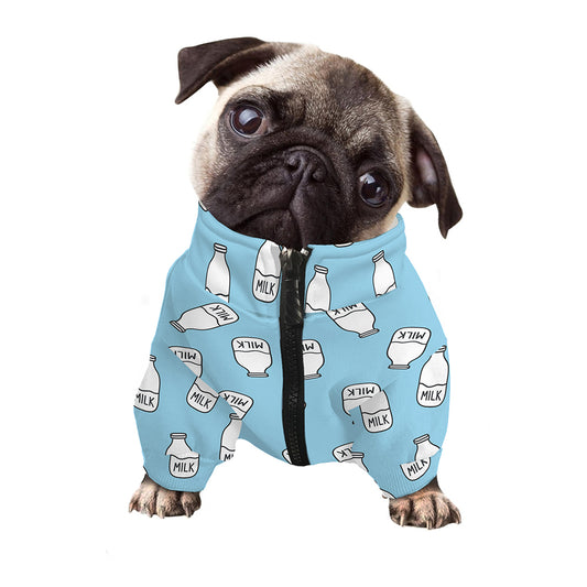 Milk Bottle Cartoon Pattern Print Dog Zip Up Jacket