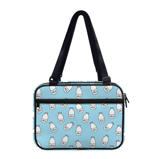 Milk Bottle Cartoon Pattern Print Double Strap Bible Bag